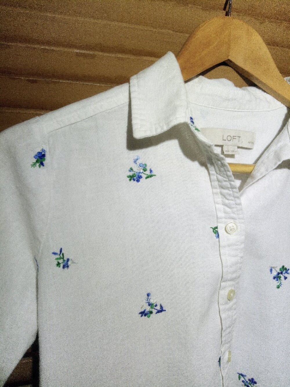 Embroidered Linen Blend Button-Down - Picture 5 of 6